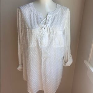 New Talbots White Lace-Up Women's Top